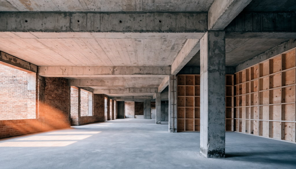 Vermessungsbüro für Architekten – Rohbau-Interieur im Bestandsgebäude