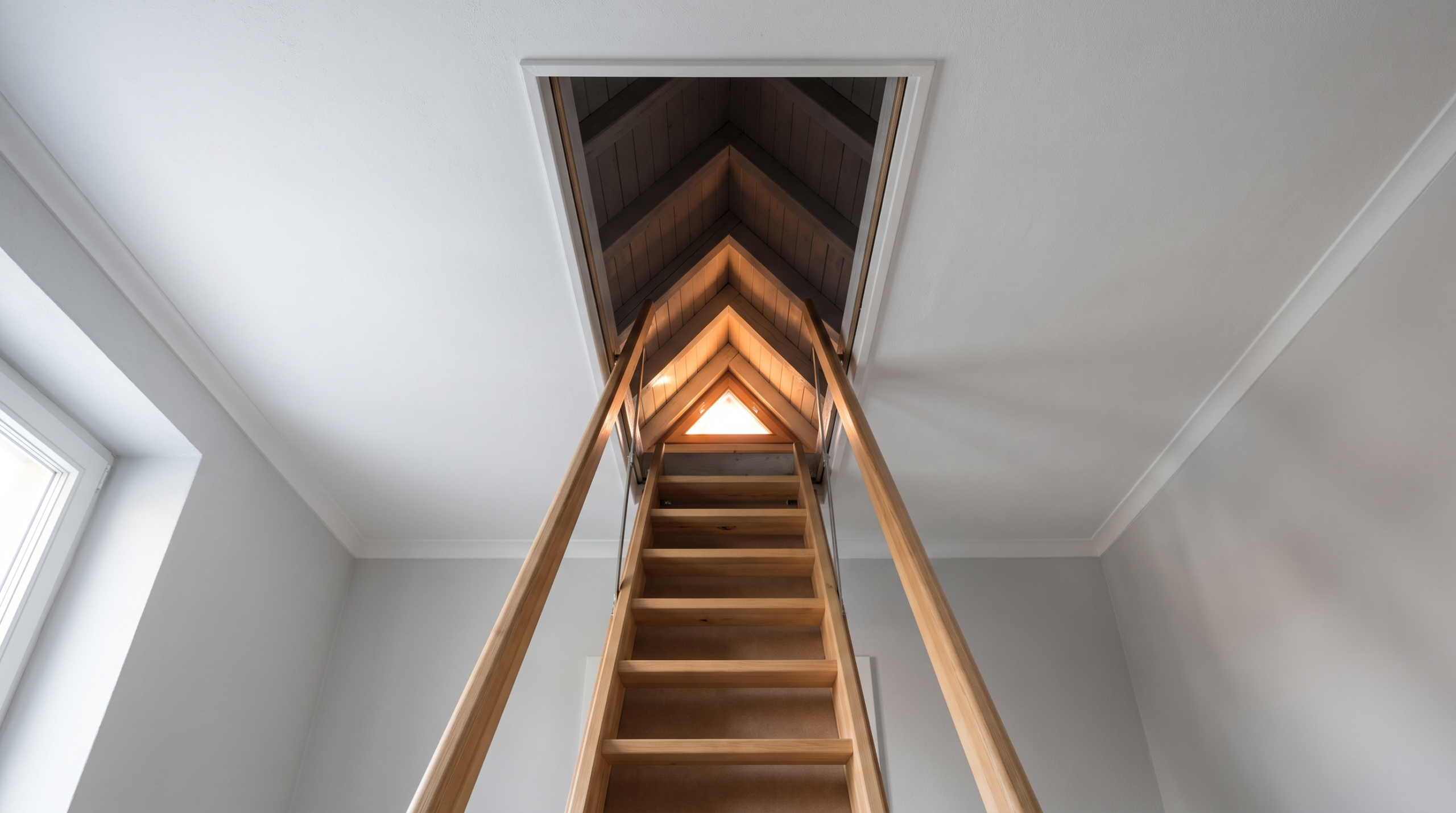 Spitzboden – Bodenluke mit Klapptreppe in den Dachraum