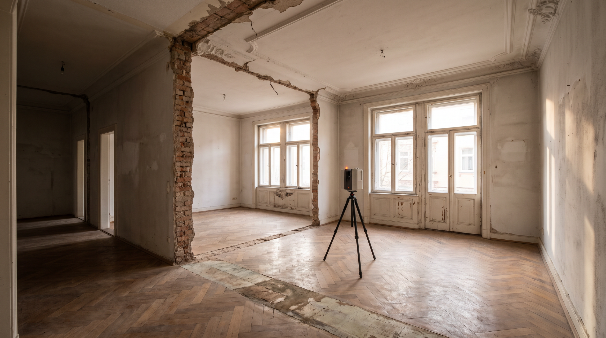 Baupläne einsehen reicht nicht – Laserscanner in einer umgebauten Altbauwohnung mit entfernter Wand